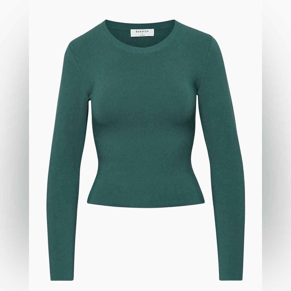Babaton Sculpt Knit Crew Longsleeve Green - Picture 2 of 10